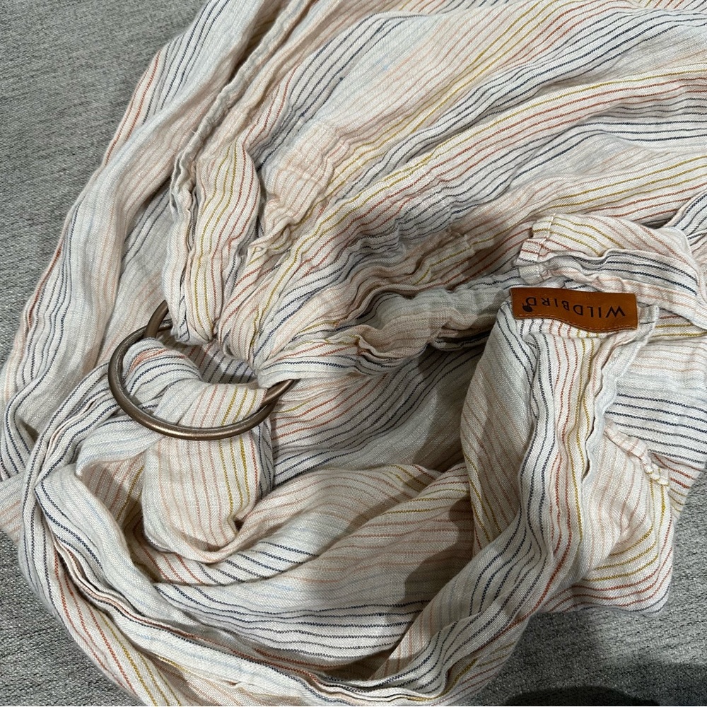 Wildbird  Multicolor Stripe Linen Sling Baby Carrier. Adjustable Standard 74"